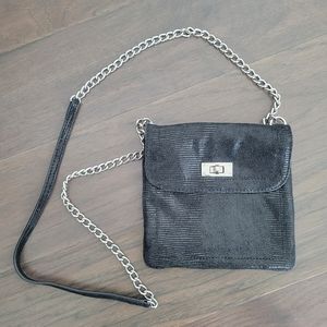Shimmery Black Crossbody Link Purse